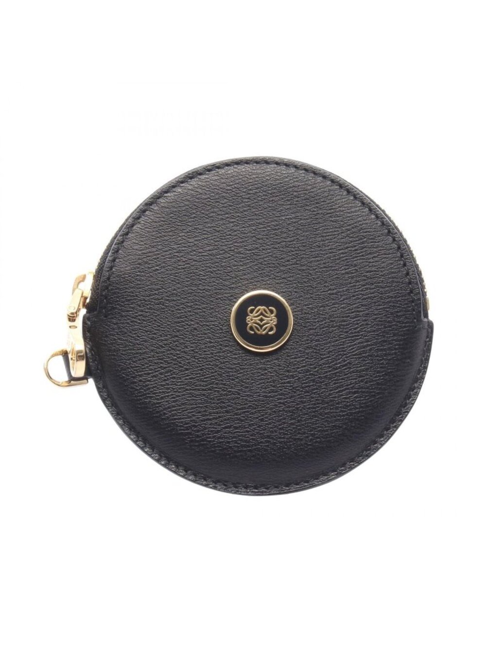 Loewe Coin Purse Round Black Leather